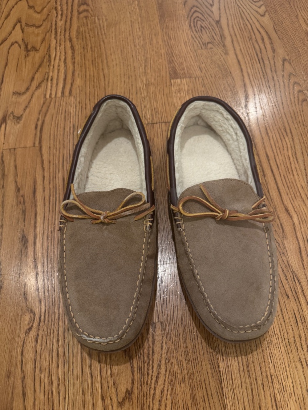 L.L. Bean Suede Fleece Lined Moccasin Slippers, 14